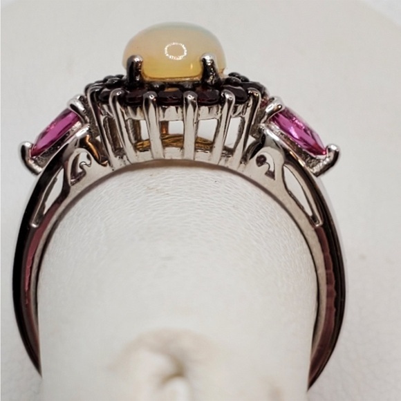 Sterling Silver .95 Opal Opalescent Garnet ring 9 vintage style - Picture 4 of 12